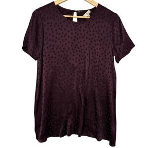 Aritzia Wilfred Silk Cypres Short Sleeve Keyhole Back Blouse Purple Small